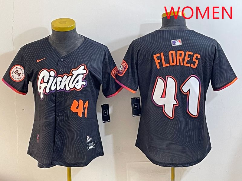 Women San Francisco Giants #41 Flores Black Joint Name 2025 Nike MLB Jersey style 8